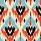 Unusual Ikat Pattern With Turquoise, Orange, Black, And Red