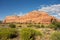 Unusual layered rock shapes in the desert