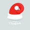 Unusual Modern Santa Claus Hat With Christmas lettering. New Year Red Hat Isolated. Winter Cap. Christmas Holiday Photo