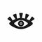 Unusual open eye with eyelashes. Icon, symbol, logo.
