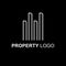 Unusual property logo template with abstract geometric gold icon logogram concept.