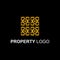 Unusual property logo template with abstract geometric gold icon logogram concept.