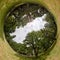 Unusual rabbit hole panorama of park cemetery Ohlsdorf in Hamburg