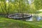 Unusual ring bridge on a small pond