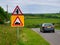 An unusual road sign - warning army tanks!