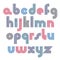 Unusual rounded colorful font created from lines. Vector