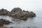 Unusual sandstone emerging from the sea. reef rocks on natural background.