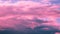 Unusual Sky Background. Colorful Cloudy Magenta Sky With Fluffy Clouds. 4k Timelapse Toned Blue Pink Magenta Colors Sky