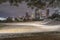 Unusual snow in Downtown Houston at night with snowfall at Eleanor Park