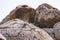 Unusual spherical shape of stones in the Kazakh steppe Mangistau