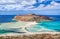 Unusual view of Balos bay on Crete island, Greece.