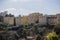 An unusual view of the old stone buildings of Jerusalem surround