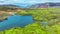 Unusual Volcanic Lava Plain Landscape Volcanic Mountain Covered With Green Moss in Early Spring Clear Glacier River Pure