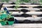 An unusual way of planting strawberry seedlings in the beds of old pallets.