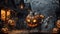Unveiling the Horror of Ancient Mummies and Sinister Jack-o\\\'-Lanterns in the Eerie Halloween Cemetery