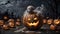 Unveiling the Horror of Ancient Mummies and Sinister Jack-o\\\'-Lanterns in the Eerie Halloween Cemetery