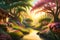 Unveiling Nature\\\'s Splendor: Journey through an Enchanted Garden Adorned a Myriad of Blooming Flowers with Generative AI