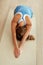 Unwinding with some yoga. a young woman doing yoga at home.