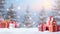 Unwrap the Joy of Christmas Merry Moments with Snowman Gift Boxes and a Festive Christmas Background