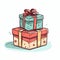 Unwrapping a Festive Surprise: A Colorful Closeup of Stacked Box