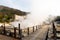 Unzen Hell Unzen Jigoku in Unzen Onsen Hot Springs Resort. Hot water, gases and steam spout out of the earth.