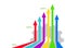 Up arrow. Growth chart. Business analytics. Percentage growth. Colored vector illustration.