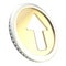 Up arrow icon emblem as golden coin token