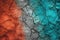 up close cracks surface stone rough toned gradient background abstract teal green blue orange dark
