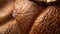 An up-close shot of Coconut Leather, showcasing its rugged, fibrous texture and warm, nutty color, with a half of a