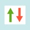 Up and down arrow, change sub player Flat design icon soccer rel