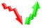 Up and Down arrows. 3d financinal indication graph signs