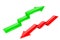 Up and Down arrows. 3d financinal indication graph signs