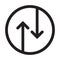Up down arrows icon inside the circle. upward, downward business logo two-way arrow symbol vector for your website design, logo,