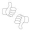 Up and down hands vector - thumbs up and thumbs down - like and dislike icon