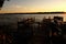 Up north lake house dock on water during sunset