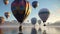 Up, Up, and Over the Sea, Colorful Hot Air Balloons Soaring