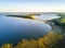 UpaÅ‚ty island by the sunset in Mamerki, Mazury district lake, P