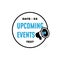 Upcoming events retro badge label design with loudspeaker vector icon illustration