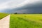 Upcoming thunderstorm on Elbe cycle path in Lower Saxony