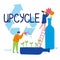 Upcycle concept.Glass upcycle.Vector illustration