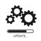 Update icon with gears. Loading or updating files, installing or updating new software etc