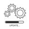 Update icon with gears. Loading or updating files, installing or updating new software etc