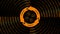 UPDATE lettering on update sign in center of binary code circles - graphic elements in orange on black background