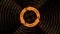 UPDATE lettering on update sign in center of binary code circles - graphic elements in orange on black background