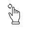 Update, Repeat Circle Arrow with Hand Finger Line Icon. Swipe for Refresh Linear Pictogram. Reload Gesture Outline Icon