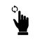 Update, Repeat Circle Arrow with Hand Finger Silhouette Icon. Swipe for Refresh Glyph Pictogram. Reload Gesture Icon