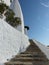 Uphill stairs on  the Panagia Hozoviotissa monastery to Amorgos in Greece.