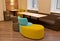 Upholstered modular furniture in office room