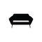 Upholstered sofa or couch black silhouette icon vector illustration isolated.