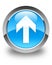 Upload arrow icon glossy cyan blue round button